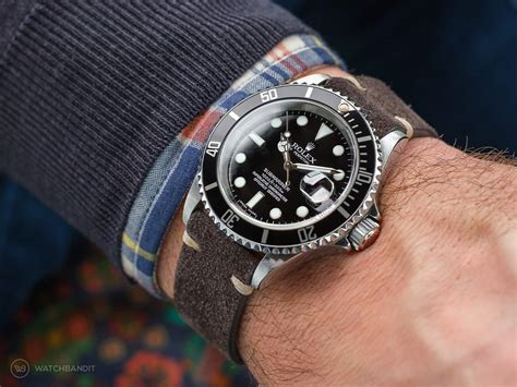 rolex gmt on nato strap|Rolex submariner suede strap.